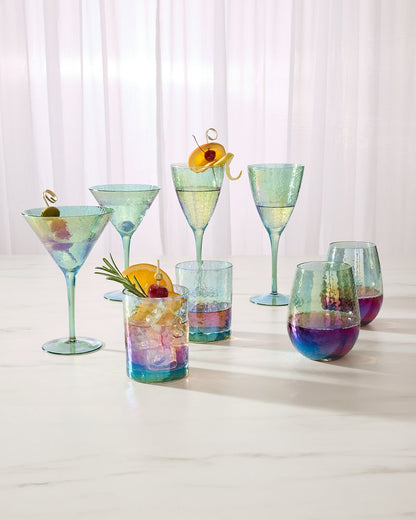 Tommy Bahama | Luster Stemless Wine Glasses — Set of 2 / Light Blue