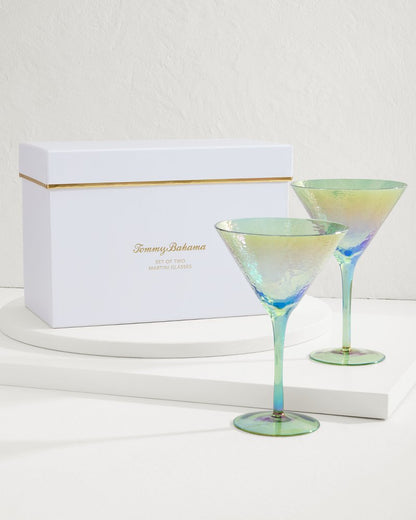 Tommy Bahama | Luster Martini Glasses — Set of 2 / Light Blue