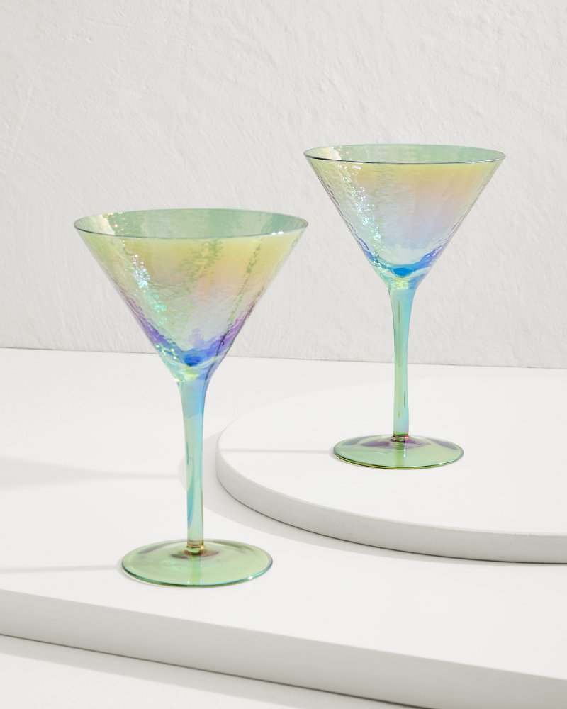 Tommy Bahama | Luster Martini Glasses — Set of 2 / Light Blue