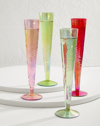 Tommy Bahama | Luster Champagne Glasses — Set of 4 / Multicolor