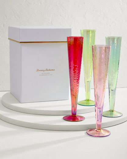 Tommy Bahama | Luster Champagne Glasses — Set of 4 / Multicolor