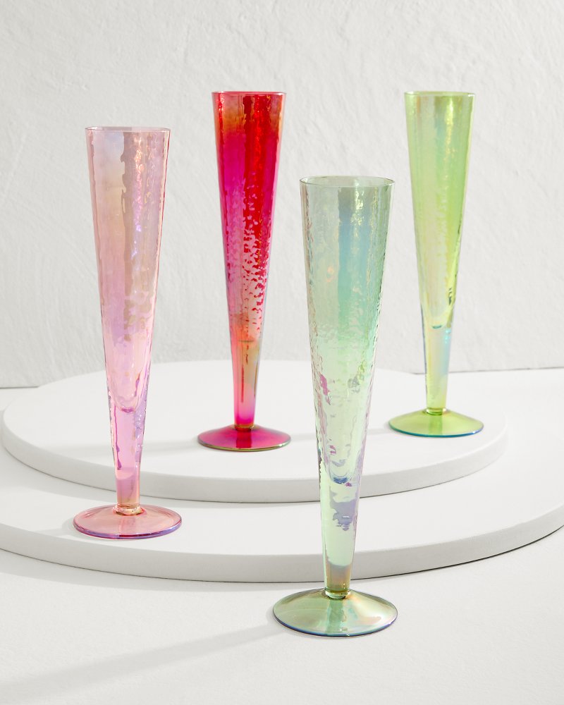 Tommy Bahama | Luster Champagne Glasses — Set of 4 / Multicolor
