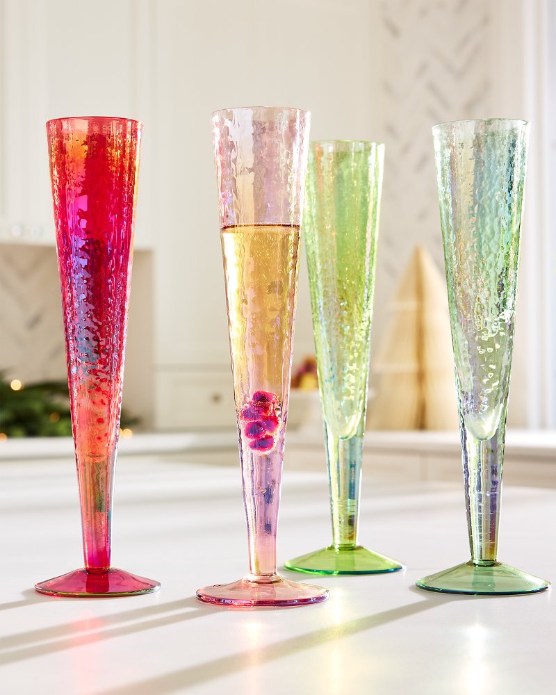 Tommy Bahama | Luster Champagne Glasses — Set of 4 / Multicolor