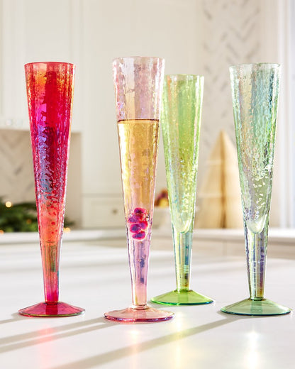 Tommy Bahama | Luster Champagne Glasses — Set of 4 / Multicolor