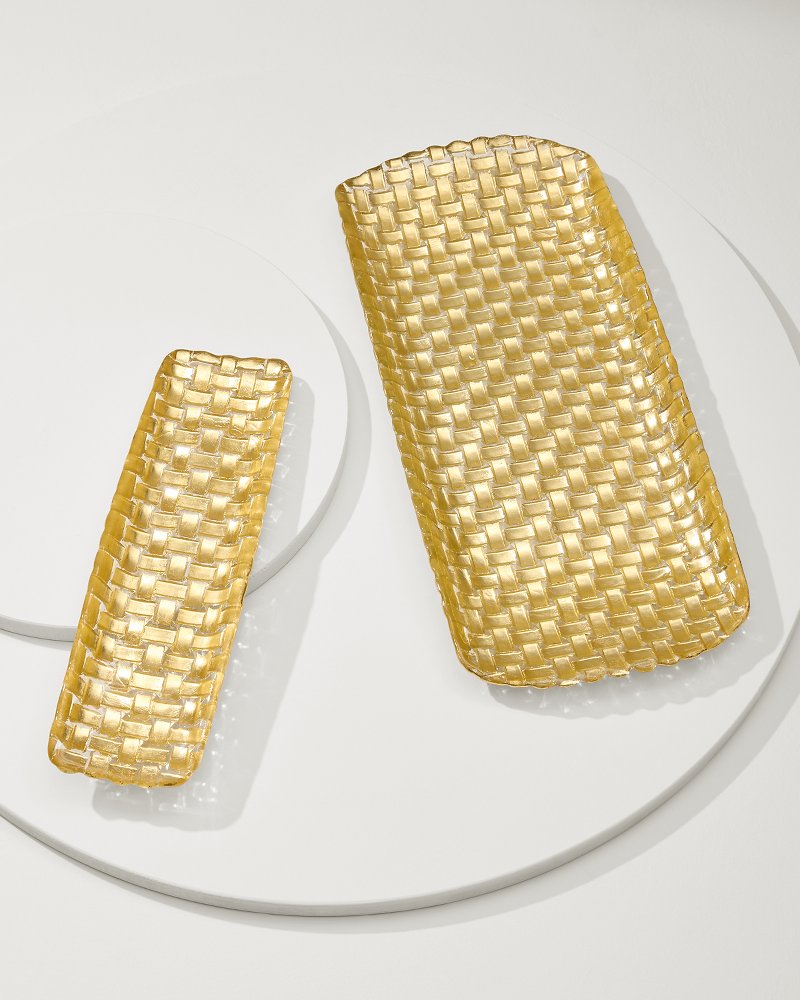 Tommy Bahama | Braided Glass Serving Trays — Set of 2 / Gold