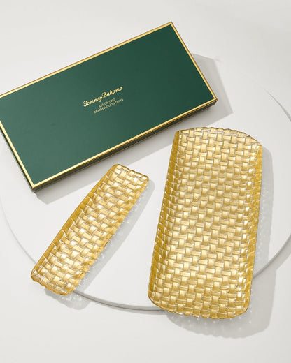 Tommy Bahama | Braided Glass Serving Trays — Set of 2 / Gold