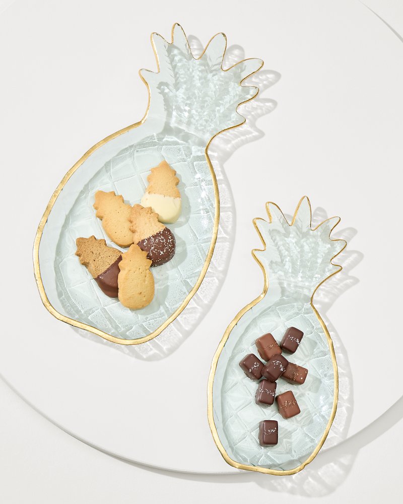 Tommy Bahama | Glass Pineapple Trays — Set of 2 / Clear