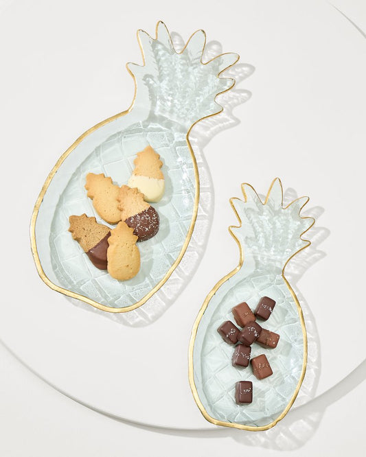 Tommy Bahama | Glass Pineapple Trays — Set of 2 / Clear