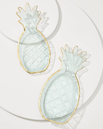 Tommy Bahama | Glass Pineapple Trays — Set of 2 / Clear