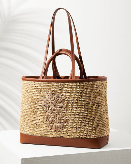 Tommy Bahama | Raffia & Leather Pineapple Tote / Tan