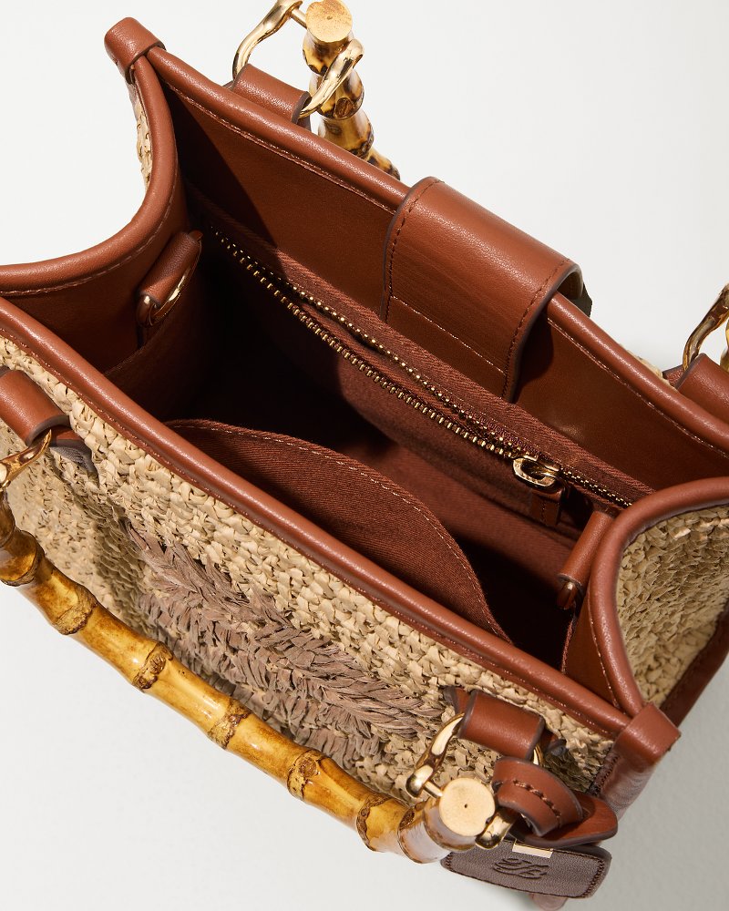 Tommy Bahama | Raffia & Leather Bamboo Mini Tote / Tan