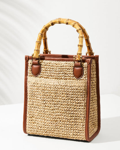 Tommy Bahama | Raffia & Leather Bamboo Mini Tote / Tan