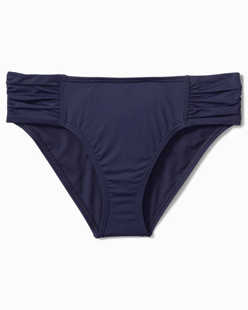 Tommy Bahama | Pearl High-Waist Side-Shirred Bikini Bottoms / Mare Navy