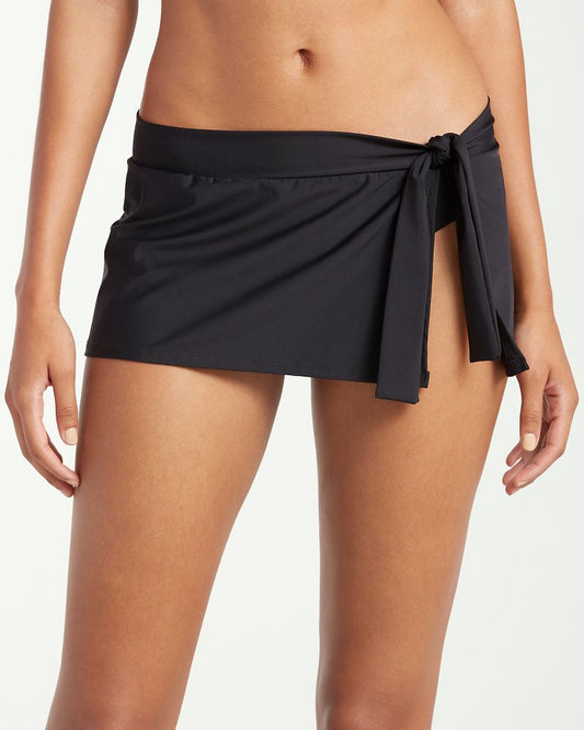 Tommy Bahama | Pearl Skirted Side-Tie Skirted Bikini Bottoms / Black