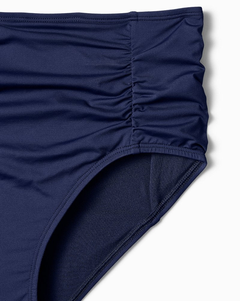 Tommy Bahama | Pearl Shirred High-Waist Bikini Bottoms / Mare Navy