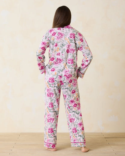 Tommy Bahama | Woven Sateen Long Sleeve & Pants Pajama Set / Blushing
