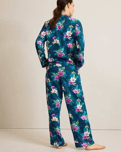 Tommy Bahama | Woven Sateen Long Sleeve & Pants Pajama Set / Summer Night