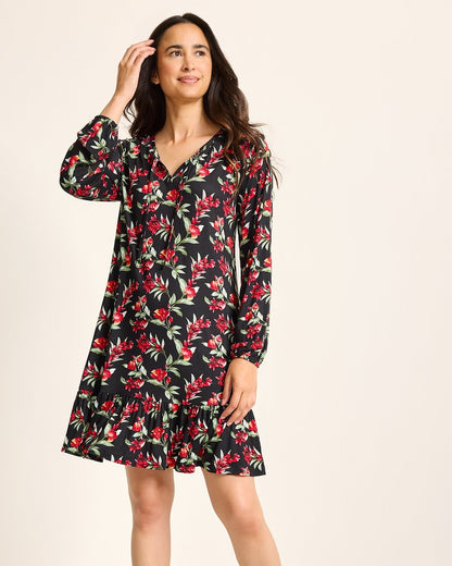 Tommy Bahama | Jersey Long-Sleeve Short Sleep Dress / Black Cherry