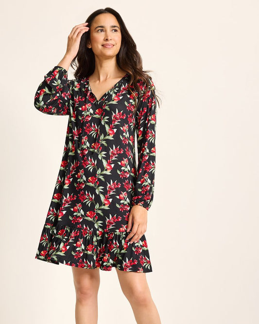 Tommy Bahama | Jersey Long-Sleeve Short Sleep Dress / Black Cherry