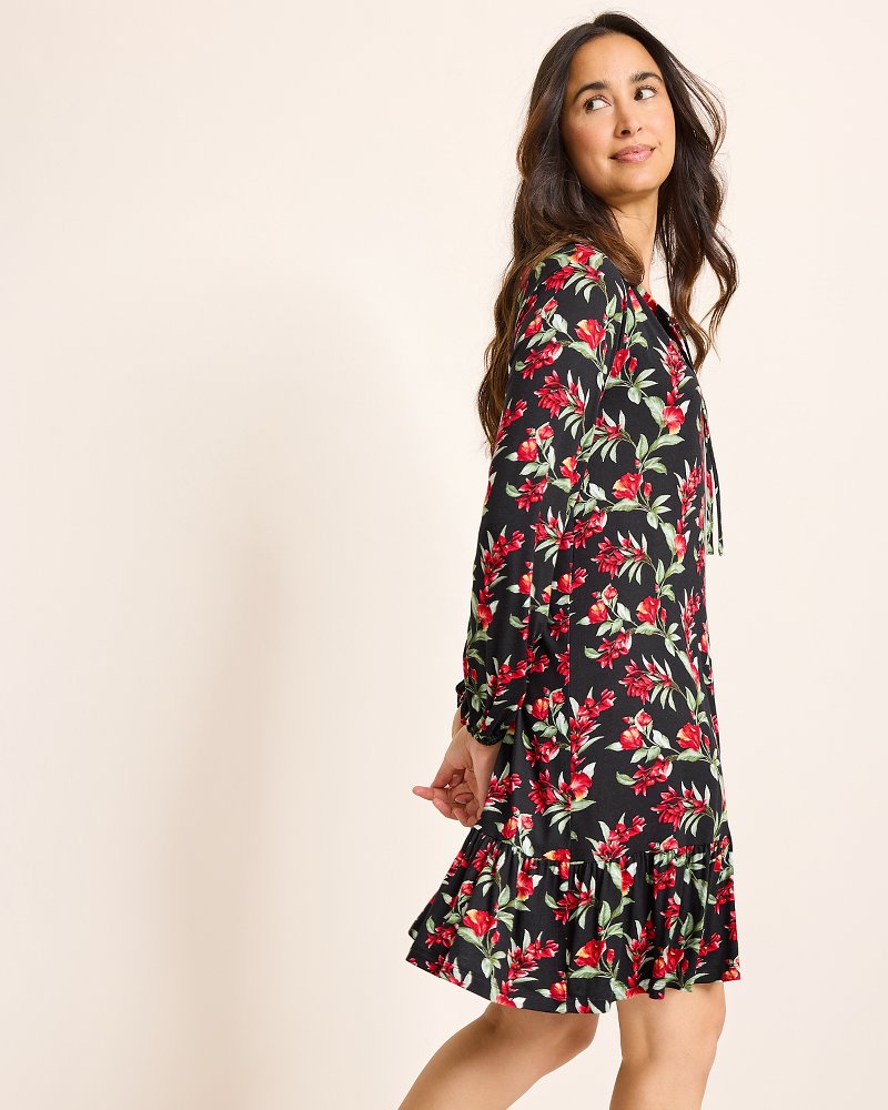 Tommy Bahama | Jersey Long-Sleeve Short Sleep Dress / Black Cherry