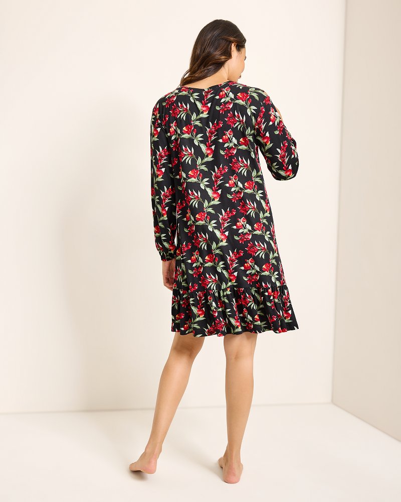 Tommy Bahama | Jersey Long-Sleeve Short Sleep Dress / Black Cherry