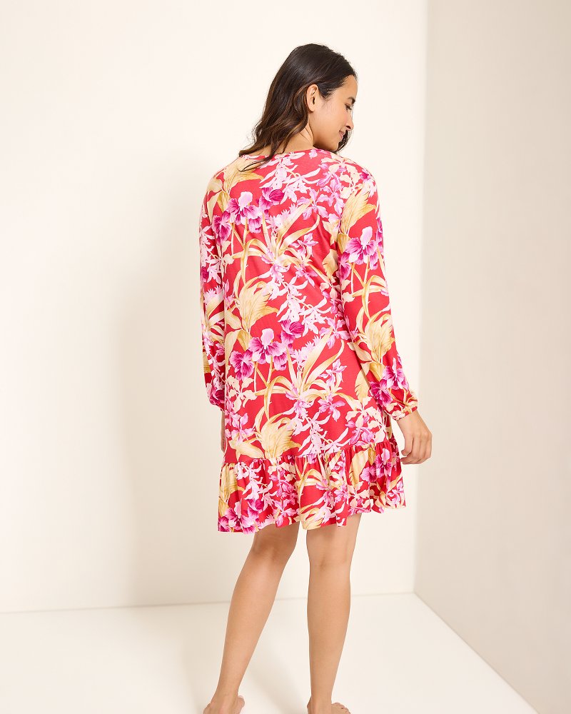 Tommy Bahama | Jersey Long-Sleeve Short Sleep Dress / Fuchsia Red