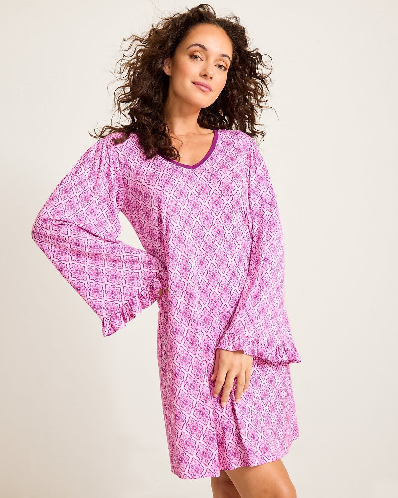 Tommy Bahama | Jersey Long-Sleeve Short Sleep Dress / Iced Purple