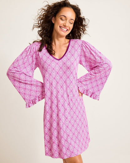 Tommy Bahama | Jersey Long-Sleeve Short Sleep Dress / Iced Purple