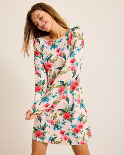 Tommy Bahama | Knit Long-Sleeve Short Sleep Dress / Coconut Cream