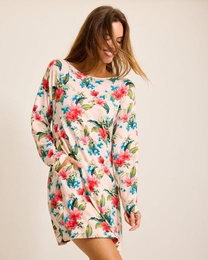 Tommy Bahama | Knit Long-Sleeve Short Sleep Dress / Coconut Cream