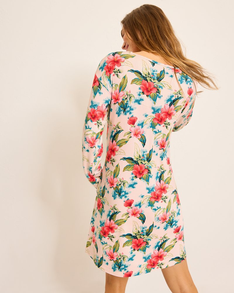 Tommy Bahama | Knit Long-Sleeve Short Sleep Dress / Coconut Cream