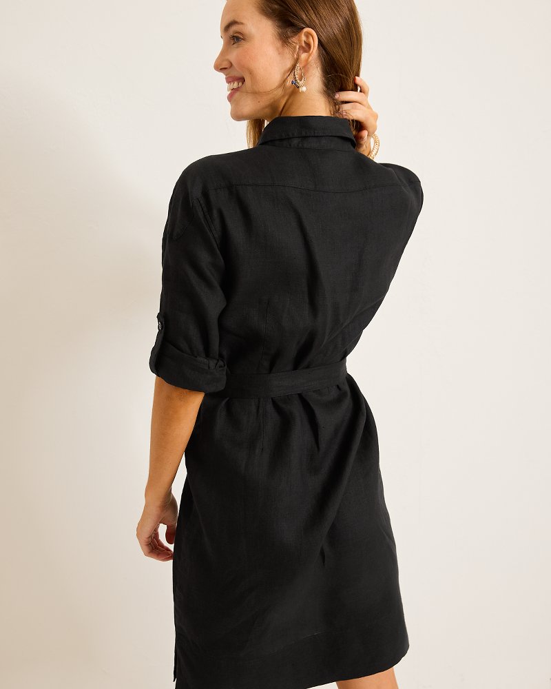 Tommy Bahama | Two Palms Patch-Pocket Linen Dress / Black