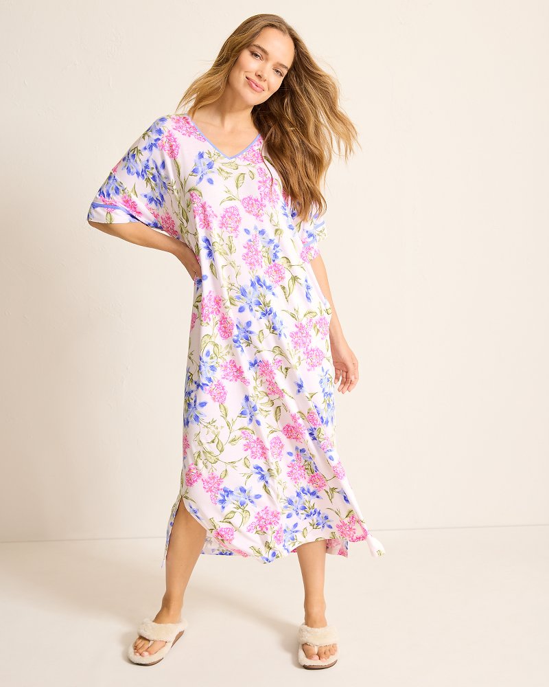 Tommy Bahama | Jersey Short-Sleeve Maxi Sleep Caftan / Ivory