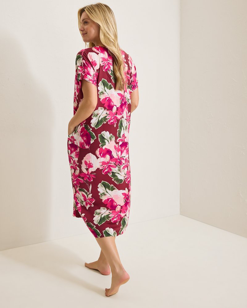 Tommy Bahama | Satin Maxi Sleep Caftan / Fuchsia Pink