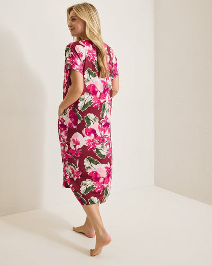 Tommy Bahama | Satin Maxi Sleep Caftan / Fuchsia Pink