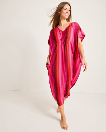 Tommy Bahama | Satin Maxi Sleep Caftan / Burgundy