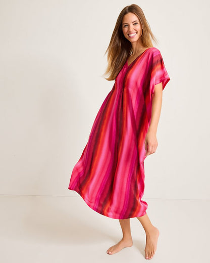 Tommy Bahama | Satin Maxi Sleep Caftan / Burgundy