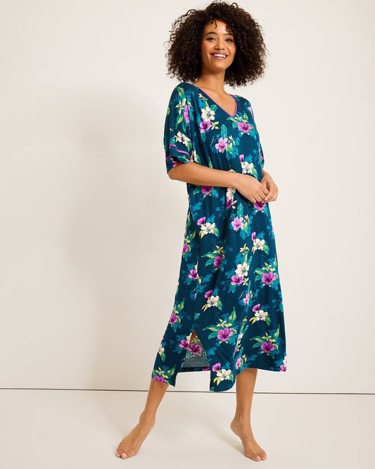 Tommy Bahama | Jersey Short-Sleeve Maxi Sleep Caftan / Summer Night