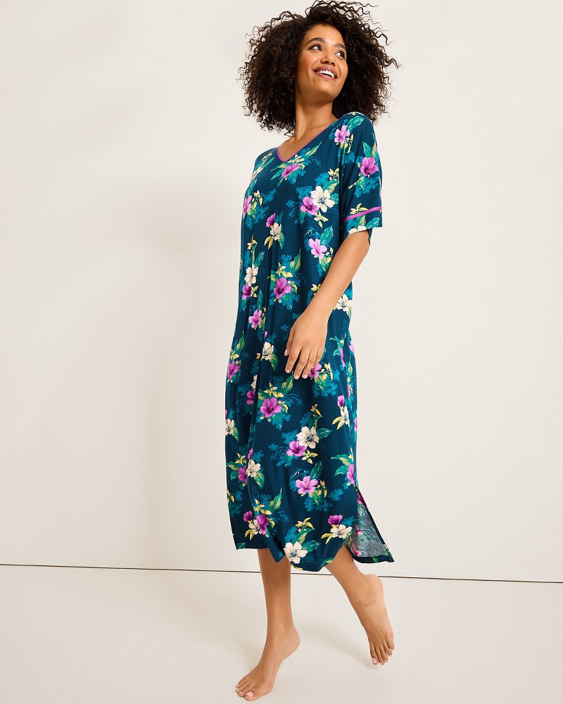 Tommy Bahama | Jersey Short-Sleeve Maxi Sleep Caftan / Summer Night