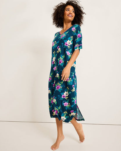 Tommy Bahama | Jersey Short-Sleeve Maxi Sleep Caftan / Summer Night