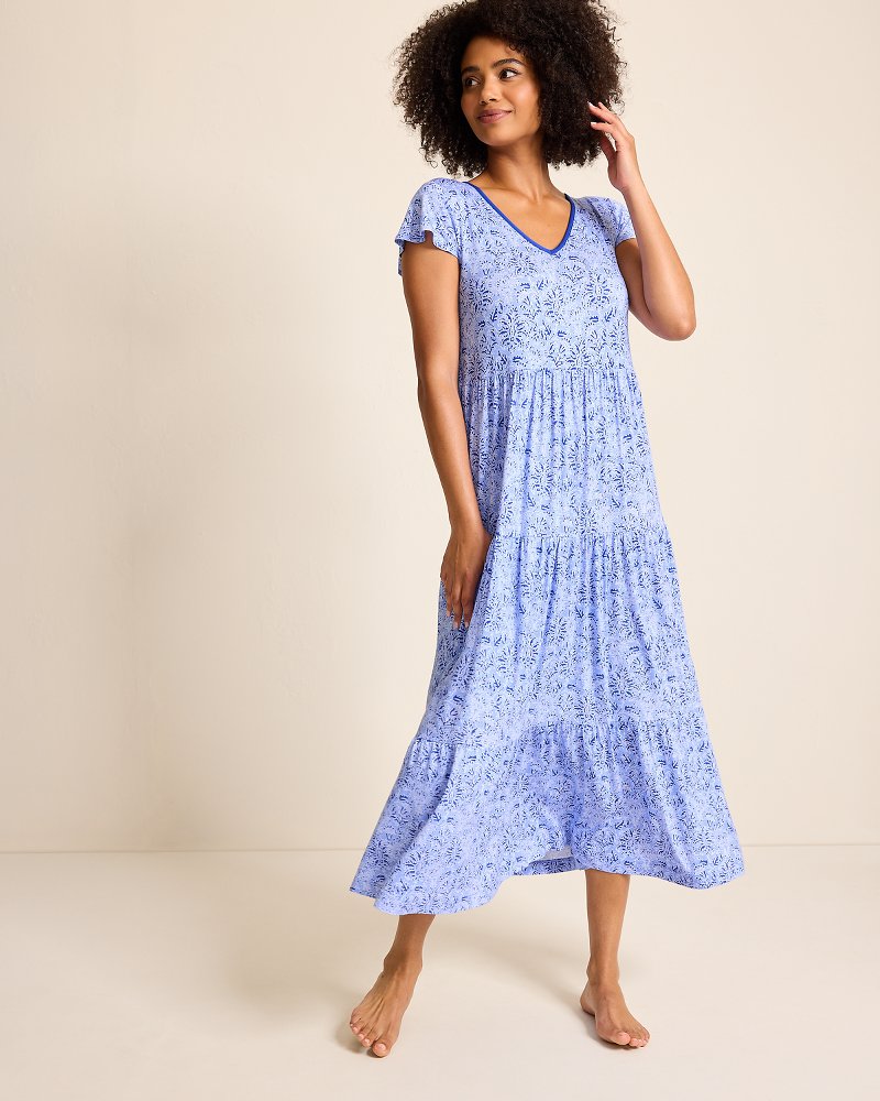 Tommy Bahama | Jersey Short-Sleeve Maxi Sleep Dress / Periwinkle