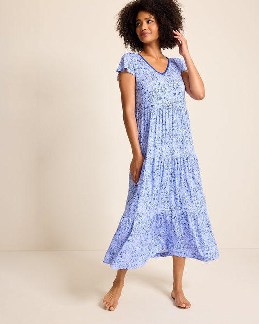 Tommy Bahama | Jersey Short-Sleeve Maxi Sleep Dress / Periwinkle