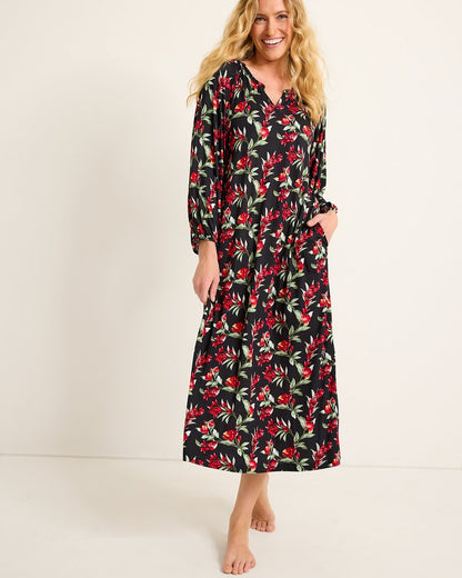 Tommy Bahama | Jersey Long-Sleeve Maxi Sleep Dress / Black Cherry