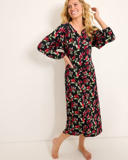 Tommy Bahama | Jersey Long-Sleeve Maxi Sleep Dress / Black Cherry