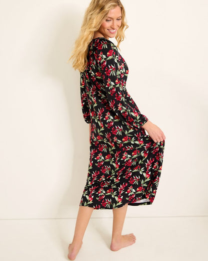 Tommy Bahama | Jersey Long-Sleeve Maxi Sleep Dress / Black Cherry