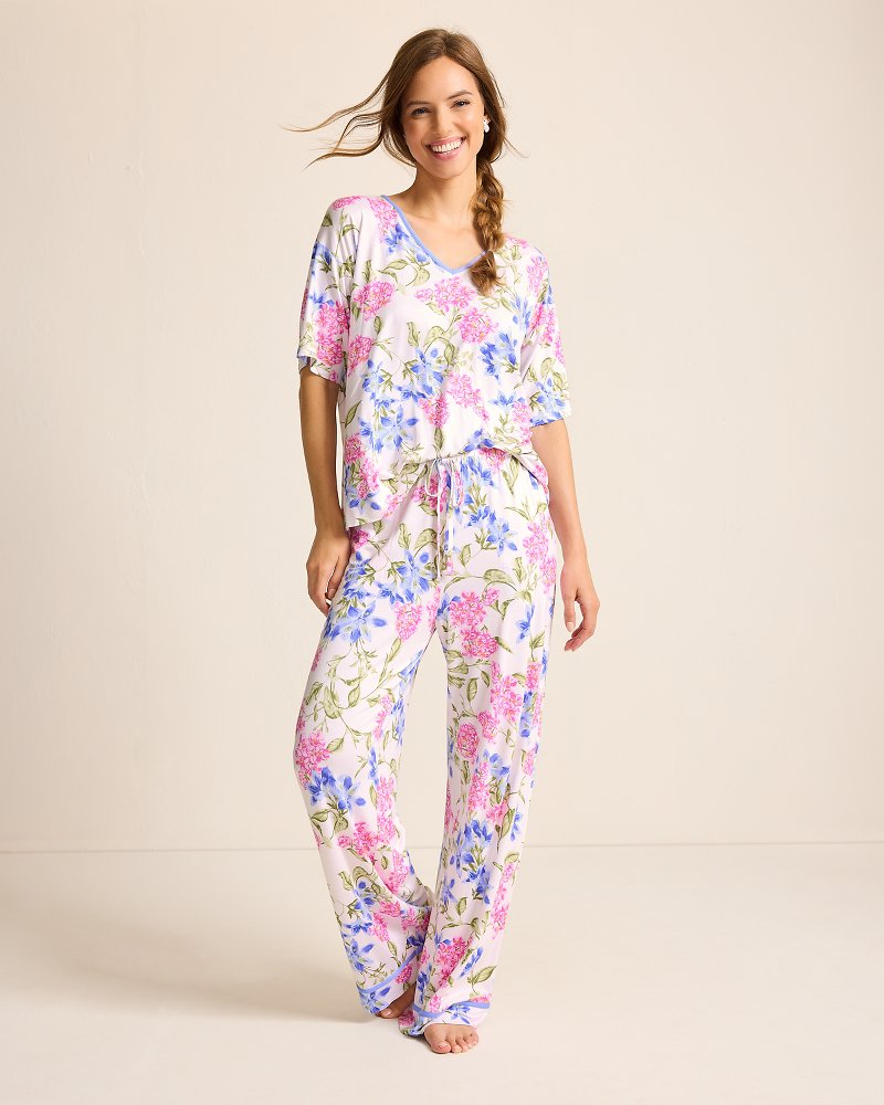 Tommy Bahama | Jersey V-Neck Top & Pants Pajama Set / Ivory