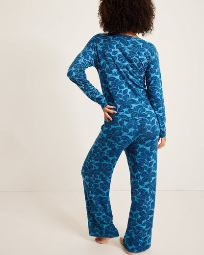 Tommy Bahama | Knit Long Sleeve & Pants Pajama Set / Deep Sea Teal