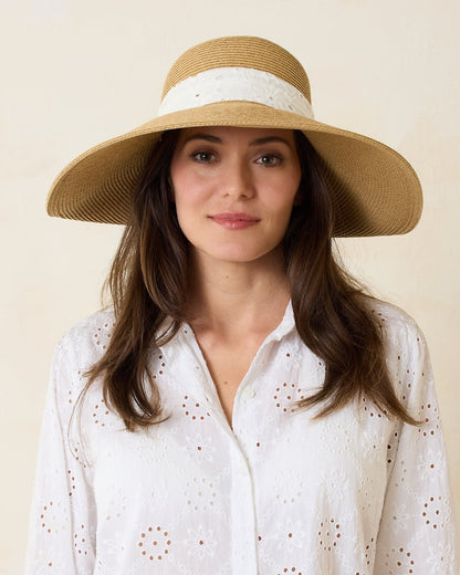 Tommy Bahama | Ultra-Braid Bow Sun Hat / White
