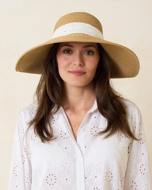 Tommy Bahama | Ultra-Braid Bow Sun Hat / White
