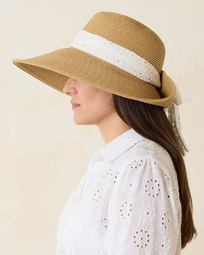 Tommy Bahama | Ultra-Braid Bow Sun Hat / White